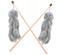 PERSELOSO 2pcs Funny Cat Wand Toy Soft Faux Fur Octopus Interactive Teaser Stick for Indoor Cats Great for Kitten Playtime and Hunting Simulation