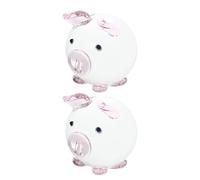 PERSELOSO 2pcs Glass Pig Figurine Ornament Glass Pig Statue Crystal Delicate Artistic Desktop Decoration for Indoor Desktop Decor