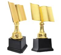 PERSELOSO 2pcs Gold Reading Trophy for Winners Trophy Book Competition Large Book-shaped Plastic Award Elegant Craftsmanship Motivates Reading in Students
