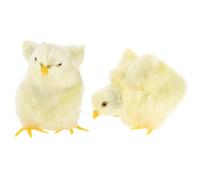 PERSELOSO 2pcs Mini Chick Decorations: Simulated Easter Chick Figurines - Realistic Plush Animal Chicken Models - Decorative Mini Fluffy Chicken Decorations