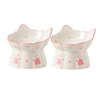 PERSELOSO 2pcs Neck Guard Dog Bowl Elevated Ceramic Cat Feed Bowl for Pet Raised