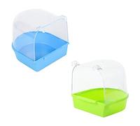 PERSELOSO 2pcs Parrot Bathing Tubs Lightweight Bird Shower Basin for Indoor and Outdoor Use Promotes Bird Health Easy to Clean and Observe Green Blue