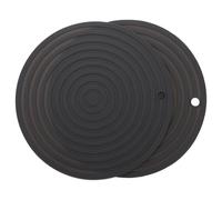 PERSELOSO 2pcs Pet Dish Mat Silicone Placemat Heat Resistant Anti-scalding Pad for Dog Cat Bowls Kitchen Feeding Mats Non-slip round Grey