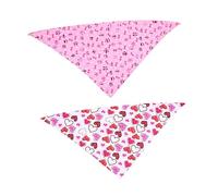 PERSELOSO 2pcs Pet Saliva Towel Dog Bandana for Lover's Day Cute Triangle Scarf Bib for Dogs and Cats Washable and Wear-resistant Pet Accessories