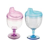PERSELOSO 2pcs Plastic Goblet Cup Ml Unbreakable Wine Glass Beverage Mug Milk Bottle with Lid for Kids Birthday Party Drink Smoothies Yogurt Ice Cream Juice