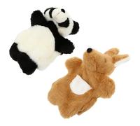 PERSELOSO 2pcs Plush Animal Hand Puppets Set with Kangaroo and Panda, Soft Stuffed Educational, Storytelling Puppet Gloves for Babies