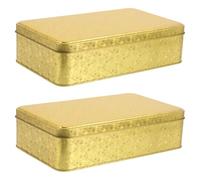 PERSELOSO 2pcs Rectangular Tinplate Storage Box Lid Small Metal Tin Box for Cookies Candies Jewelry for Wedding Favors and Snack Storage
