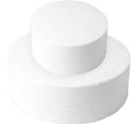 PERSELOSO 2pcs round Foam Cake Model Cake Decorating Models Baking Practicing Tool Lightweight Classic Style White Foam for Display at Anniversaries and Holiday Parties