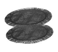 PERSELOSO 2Pcs Round Woven Placemats Heat-resistant Tableware Cushions for Dining Kitchen Restaurant Decor Coarse Black
