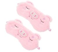 PERSELOSO 2pcs Sleep Mask Cute Pink Pig Plush Eye Cover Soft Sleeping Mask for Comfortable Night Blindfold for Travel and Nap