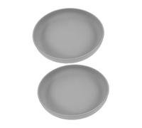 PERSELOSO 2Pcs Spill Suction Base Silicone Plate for Seniors and Disabled Self Feeding Dish for Patients Durable Dark Grey Eating Tableware for Elderly Care and Daily Living