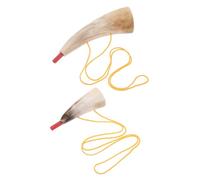 PERSELOSO 2pcs Viking Blowing Horn Authentic Ox Horn Trumpet with Robust Sound Projection for Halloween Cosplay Pirate Party Medieval Festival Cheering Prop and Viking Decor