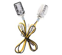 PERSELOSO 2pcs Waterproof Silver Mini Motorcycle LED Turn Signal Lights, Handlebar Indicator Lamps for Motorbike Front and Rear, Universal Dirt Bike Blinker Replacement