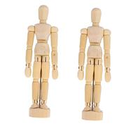 PERSELOSO 2pcs Wooden Model Manikins Proportional Sized Holds Position with Stand Beige Schima Material for Practice Draw The Figure's Outline and Home Office Desk Decoration