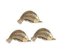 PERSELOSO 3 Pcs Chinese Carp Pendant Charms Vintage Brass Hanging Fish Design Jewelry Making Accessories for DIY Keychains and Necklaces Unique Blessing