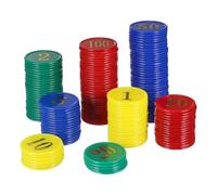 PERSELOSO 320pcs Plastic Poker Chips Set 38mm Diameter with Denominations 1-100, Counting Markers for Party Games, Learning Math, and Board Game Accessories