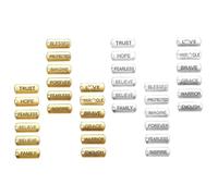 PERSELOSO 36Pcs Inspirational Alloy Word Charms for DIY Necklace Bracelet Jewelry Making Mixed Gold Silver Motivational Pendants Craft Supplies with Positive Engraved Messages