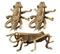PERSELOSO 3pcs Brass Cricket Figurines Small Retro Desk Decorations Space-saving Copper Craft Statues for Bedrooms and Studies