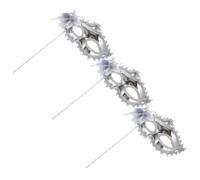 PERSELOSO 3pcs Crystal Handheld Half Face Mask with Glitter Design for Women Silver Metallic Masquerade Costume Accessory for Halloween Party Venetian Ball