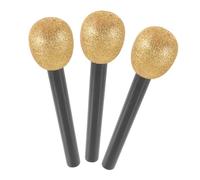 PERSELOSO 3pcs Glitter Fake Microphone Models for Kids Made of Foam and Plastic with Polished Smooth Edges and Lightweight Design, Easy to Hold for Dance Parties and Children’s Birthdays