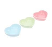 PERSELOSO 3pcs Heart-shaped Ceramic Hamster Feeding Bowls Pet Food Containers Pink Green Blue Small Animal Feeder Bowls for Hamsters, Squirrels and Small Pets