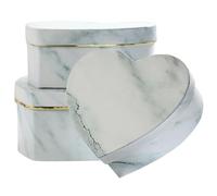 PERSELOSO 3pcs Heart Shaped Copper Plated Paper Box Set with White Classic Romantic Style, Preserving Flowers and Not Easy be Deformed, for Wedding Gifts and Graduation Period Gift Cards