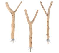 PERSELOSO 3pcs Wooden Parrot Stand Perch Set with Teething Grinding Sticks for Birds, Small to Large Random Shape Bird Cage Accessories for Parrot Supplies and Claw Care