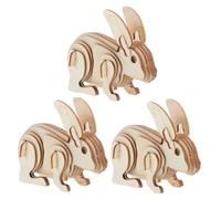 PERSELOSO 3pcs Wooden Rabbit Puzzle Kit Easy Assembly Model for DIY Coloring Unfinished Animal Craft for Family Interaction Enhances Creativity Fine Motor Skills