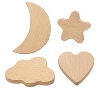 PERSELOSO 4pcs Beige Wooden Drawer Handle Cartoon Shape for Cabinet and Drawer, Strong and Pull Knobs Suitable for Decor and Replacing Broken Knobs