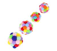 PERSELOSO 4pcs Cat Teasing Ball Set with Colorful Soft Yarn Balls, Assorted Sizes 4cm-6.5cm, Interactive Kitten Chew for Cat Play and Dental Exercise