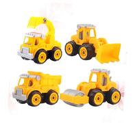 PERSELOSO 4Pcs DIY Dismantling Engineering Car Creative Excavator Model Educational Auto for Fun Assembly Play for Parties and Skill Development Random Style