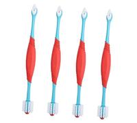 PERSELOSO 4pcs Double Head Pet Toothbrush Soft Bristles Dog Tooth Cleaner for Oral Hygiene Handheld Design for Easy Use with Dogs Puppies Blue Color