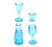 PERSELOSO 4pcs Mini Wine Cup Set Blue Garden Micro Landscape Dollhouse Accessories Miniature Plastic Wine Glasses for Doll Decoration