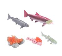 PERSELOSO 4Pcs Salmon Figurine Crafts Set Realistic Educational Plaything for Vivid Fish Model for Kindergarten Learning Birthday Party Favors and Teaching Random Color