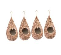 PERSELOSO 4pcs Weaving Birds Nest for Garden Premium Hanging Grass Bird Nest for Patio Decoration Natural Material with Ventilation and Drainage