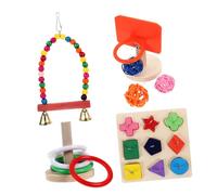 PERSELOSO 4sets Colorful Parrot Training Toy Set Educational Puzzle Toys for Birds Enhances Intelligence Chewing Instinct and Physical Activity for Indoor Play