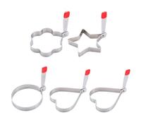 PERSELOSO 5pcs Creative Omelette Mold Set Non-stick Stainless Steel and Silicone Egg Frying Ring Molds Reusable Cooking Tools for Breakfast