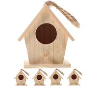 PERSELOSO 5pcs Mini Bird Nest Pendants Decorative Wooden Bird House Ornaments for Garden Photo Props and Festivals Creative Pendant for Room and Micro Landscapes Random Color