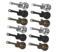 PERSELOSO 60pcs Vintage Skull Guitar Charms Metal Music Instrument Pendants for DIY Jewelry Making Mini Punk Style Skull Guitar Pendants for Bracelets Necklaces Earrings Keychains Halloween