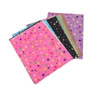 PERSELOSO 6pcs A5 Pu Glitter Leather Fabric with Star Patterns for Sewing and DIY Crafts, Not Easy to Tear, Good Toughness, for Shoes and Handmade Accessories
