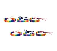 PERSELOSO 6pcs Adjustable Rainbow Bracelets Set, Comfortable Cotton Braided Friendship Wristbands for Women and Men, Classic Pride Accessories for Processions and Group Activities