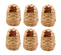 PERSELOSO 6Pcs Creative Handicrafts Bamboo Bird Nest with Hooks Rustic Bird Shelter for Garden Porch Elegant Woven Birdhouse Providing Safe Hideaway