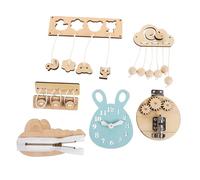 PERSELOSO 6pcs Montessori Wooden Busy Board Set Multi Functional Sensory Educational for Preschool Learning Activities Fine Motor Skills Development Safe Materials for Interactive Play