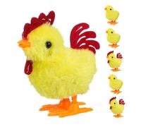 PERSELOSO 6pcs Wind Up Animated Chicken Plush Soft Textured Exterior Interactive Jumping Tumbling Fun for Novelty Party Easter Joys