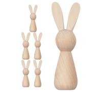 PERSELOSO 6pcs Wooden Bunny Figurines Unfinished DIY Craft Wooden Rabbit Ornaments for Easter Decorations Tabletop Centerpieces Family-Friendly Spring Party DIY Activity