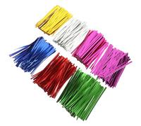 PERSELOSO 7Bags Twist Ties for Treat Bags Binding Ties Gold Silver Red Green for Bakery Candy and Party Favors