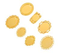 PERSELOSO 7pcs Miniature Oval Picture Frames Vintage Small Gold Metal Photo Frames for Dollhouse Accessories Scale Mini Wall Hanging Jewelry Display Party Decor