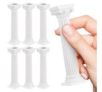 PERSELOSO 8 Pcs White Roman Column Cake Pillars Plastic Supports for Multi Layer Wedding Cake Stands, Portable Classic Design for Events and Parties