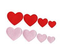 PERSELOSO 8pcs Heart Embroidered Iron Patches for Clothes Sew Appliques in Red and Pink Cute DIY Repair Accessories for Backpacks Hats Shoes Jeans Craft Projects