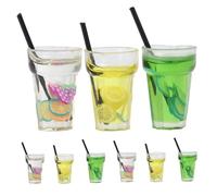 PERSELOSO 9pcs Miniature Dollhouse Beverage Set 1:12 Scale Wine Bottles and Drink Cups Realistic Food Model Props for DIY Scenes and Mini Bar Accessories